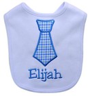 Personalized Baby Boy Fabric Tie Bib Embroidered With Your Custom Name