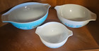 Pyrex Cinderella Butterprint Nesting 3pc Mixing Bowl Set W handles 441  442  444