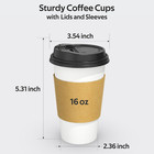 100 Pack 16 Oz Disposable Coffee Cups With Lids And Sleeves  Sturdy Thick Paper 