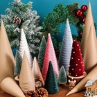 24 Pcs Thick Christmas Paper Mache Cones  3 Sizes Thick Cardboard Open Bottom