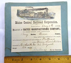 1882 Maine Central Railroad Corp Shipping Label Receipt Bates Mfg Co Lewiston