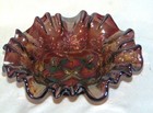 Antique Millersburg Glass 3-1 Edge Bowl Blackberry Wreath Rare Varioant Amethyst