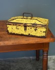 Antique Vintage Coffin Metal Tool Box Machinist Chest Industrial Case