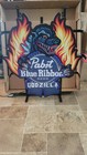 Pabst Blue Ribbon Beer Led Light Up Bar Sign Godzilla Figure Creature New 