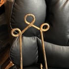 Pair 19  Gold Metal Display Easel Stands Ornate Scrollwork Picture Plate Holders
