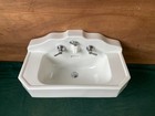 Antique Ceramic White Porcelain Stepped Pyramid Deco Bath Wall Sink Vtg 231-26e