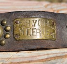 Antique Armoured Brass Studded Leather Dog Collar Tags Er Yohe Mt Erie Il 1920 s