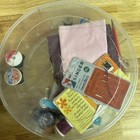 Two Vintage Clear Plastic Mcm Round Sewing Thread Keeper Caddy With Supplies