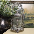 Antique Vintage Victorian Silver-plated   Crystal Ornate Pickle Jar Server Set