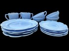 Vintage 1930s Jeanette Delphite Blue Cherry Blossom Children   s Tea Set 14 Pieces