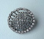 Large Antique Oval Shaped Button W Clear Rhinestones