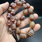 Ancient Etched Carnelian Agate Beads Necklace Beautiful Colour