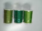 Pure Silk Ribbon 4mm-lot Of 3 Spools-each Spool 10m 11yards-greens