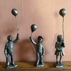 1983 3 Kids With Balloons Sculptures M A Ricker Pewter Signed   Numbered