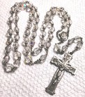 Antique Sterling Silver Crystal Bead Rosary Sacred Heart Jesus  Virgin Mary 