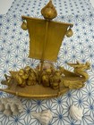 Japanese Dragon Prow Boat Figurine Statue With Seven Lucky Gods Figures