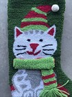 Cute Needlepoint Cat Christmas Stocking 16 1 2    Tall