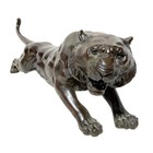 Antique 19th Century Japanese Meiji Okimono Bronze Tiger Sculpture - Signed