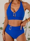  s High Waisted 2 Piece Bikini Sets Crisscross Back Push Up Swim Suits Adjust   