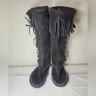 Vintage Suede Handmade Black Lace Up Moccasins Sz 7