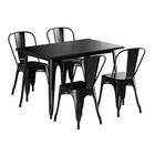 30  X 48  Rectangular Restaurant Table Standard Set With 4 Chairs Black Metal