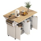 55 5  Fluted Kitchen Island W 2 Drop Leaf kitchen Storage Cart W power Outlet