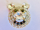 Adorable  Czech Vintage Glass Rhinestone Button    Bear  Face   Crystal Clear