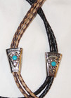 Lot Vintage Southwesterbn Bolo Ties Braided Turquoise Cab Sterling Nickel Br Bl