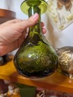 Vintage Empoli Green Grape Genie Bottle Decanter Flame Stopper Hand Blown 12 