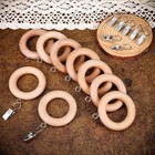 20 Pack Wooden Curtain Rod Rings With Clips  1 5  Beech Wood For 1 1  Rod