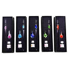 Handmade Crystal Glass Dip Pen Calligraphy Fountain Set W  Ink Box Student Gift