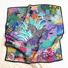 100  Mulberry Silk 20  Square Scarf Women Neckerchief Wrap Forest Jungle Zebra