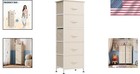 Stylish 5 Drawer Tall Dresser With Adjustable Feet In Cream White Finish
