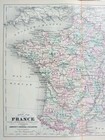 Antique 1885 France Map    Authentic Old Original Aj Johnson Copper Plate