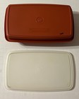 Vintage Tupperware 816 Meat Keeper Food Storage Container Paprika Red Clear 817