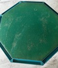 Vtg Octagon Painted Aqua Folding Poker Table - Org Felt W Scratches 48 w X 28 h