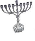 Made In Israel Pewter Hanukkah Menorah 8  Jewish Chanukah Judaica