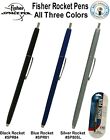All Three Fisher Rocket Series  Space Pens   One Each Blue  Black   Silver  