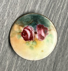 Antique Hand Painted Porcelain Enamel Rose Button Pre-1930 Single Floral Shank