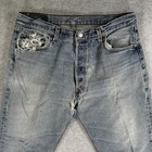 Vintage Levis 501 Jeans Mens 36x30 Blue Denim Button Fly Distressed Usa 90s