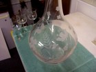 Vintage Etched Flowers Cordial Decanter W  Top   4 Glasses Set Romania  Unused