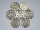 Lot Of 7 U s  1966-1969 Kennedy 40  Silver Half Dollar Coins   1 Troy Oz Silver 