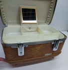 Vintage American Tourister Brown Vanity Makeup Train Case W tray mirror No Key