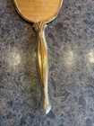 Vintage Hand Held Vanity Mirror Victorian Style Brass 13 Inches Etching On Back