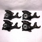 4 Vtg Ceramicraft Black Gold Speckled Fish Wall Plaques Mcm San Clemente Ca Usa
