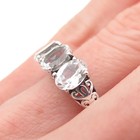 D joy 925 Sterling Silver Vintage Real Oval-cut White Topaz Ring Size 5 75