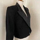 Vintage 90s Wool Blazer Women s 12 Beaded Long Sleeve Shoulder Pads Cocktail