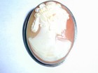 Antique- 800 Silver Hand Carved Cameo Lovely Lady Brooch  Pendant 