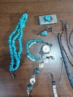 Vintage Navajo Sterling Silver Turquoise Hand Made Jewelry Lot