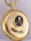 Antique French Gilt Silver And Enamel Pocket Watch Memento Mori Skull C1850 s